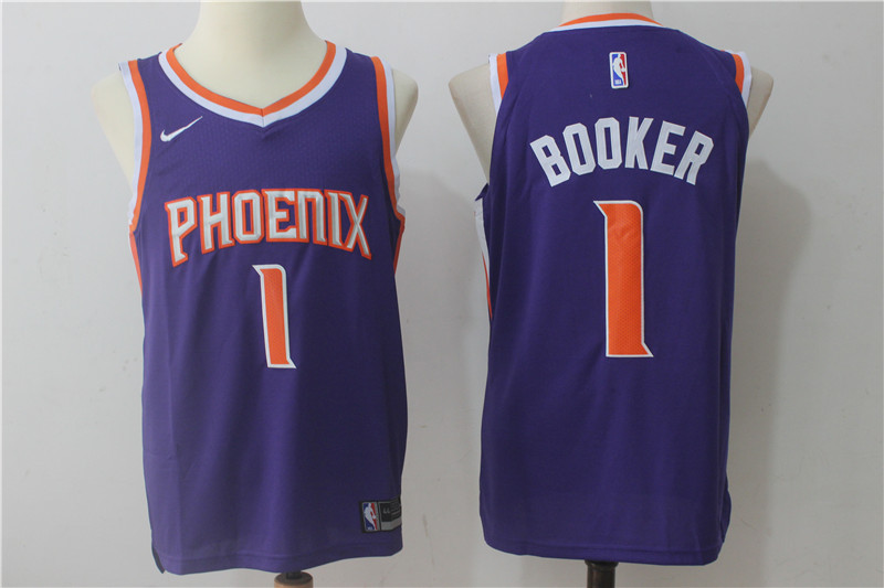 Suns 1 Devin Booker Purple Nike Jersey