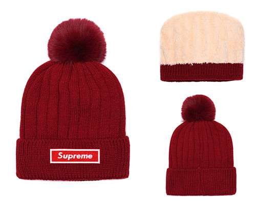 Supreme Fresh Logo Burgundy Fashion Sport Knit Hat SG