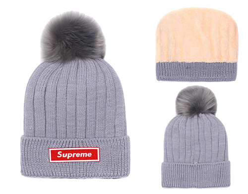 Supreme Fresh Logo Gray Fashion Sport Knit Hat SG
