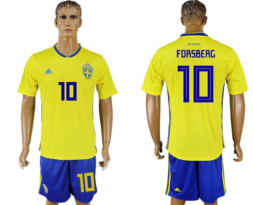 Sweden #10 Forsberg Home Soccer Country Jersey