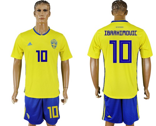 Sweden #10 Ibrahimovic Home Soccer Country Jersey