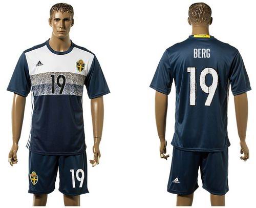 Sweden #19 Berg Away Soccer Country Jersey