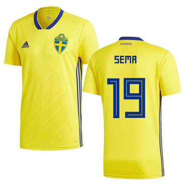 Sweden #19 Sema Home Kid Soccer Country Jersey