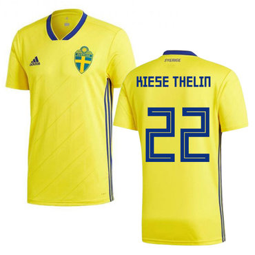 Sweden #22 Kiese Thelin Home Soccer Country Jersey