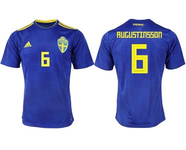 Sweden #6 Augustinsson Away Soccer Country Jersey