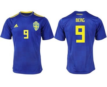 Sweden #9 Berg Away Soccer Country Jersey