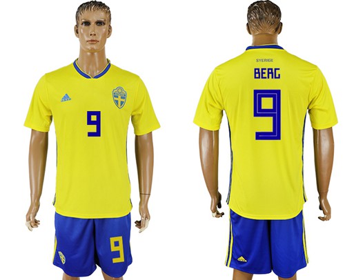 Sweden #9 Berg Home Soccer Country Jersey