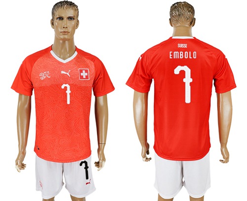 Switzerland #7 Embolo Red Home Soccer Country Jersey