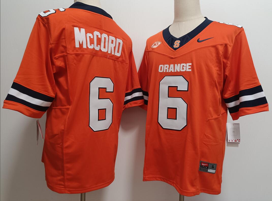Syracuse Orange #6 Kyle McCord Orange Football Jersey