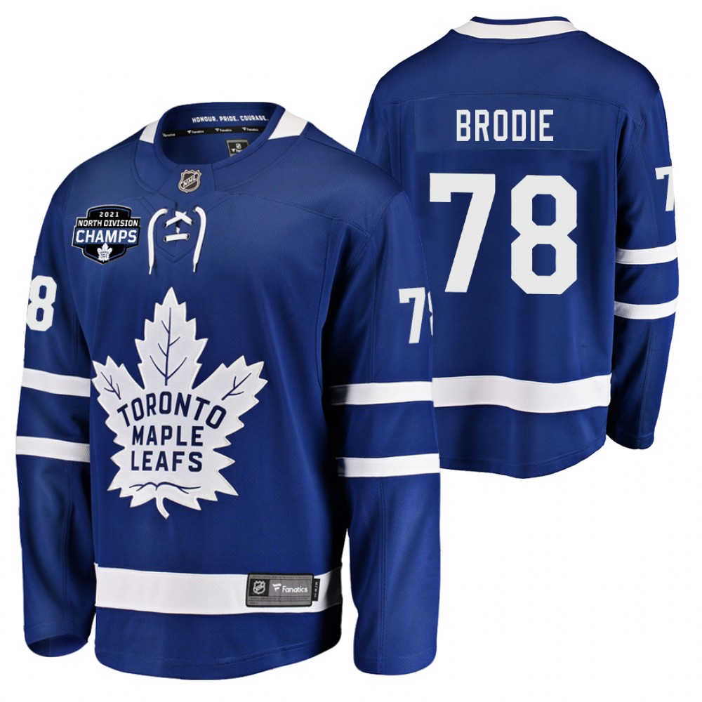T. J. Brodie Maple Leafs 2021 North Division Champions Blue Jersey No.1 seed