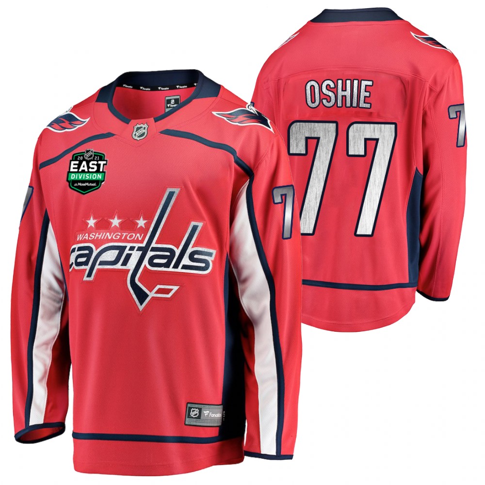T. J. Oshie Capitals 2021 East Division Patch Jersey Red Home