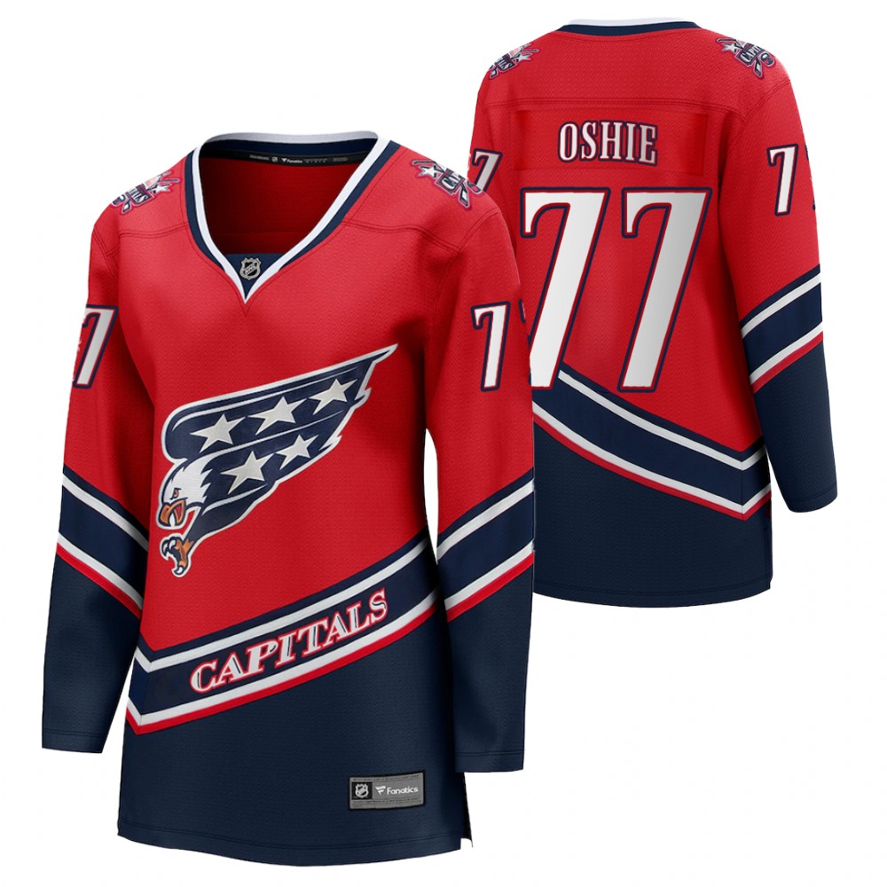 T. J. Oshie Washington Capitals 2021 Reverse Retro Red Women Jersey Special Edition