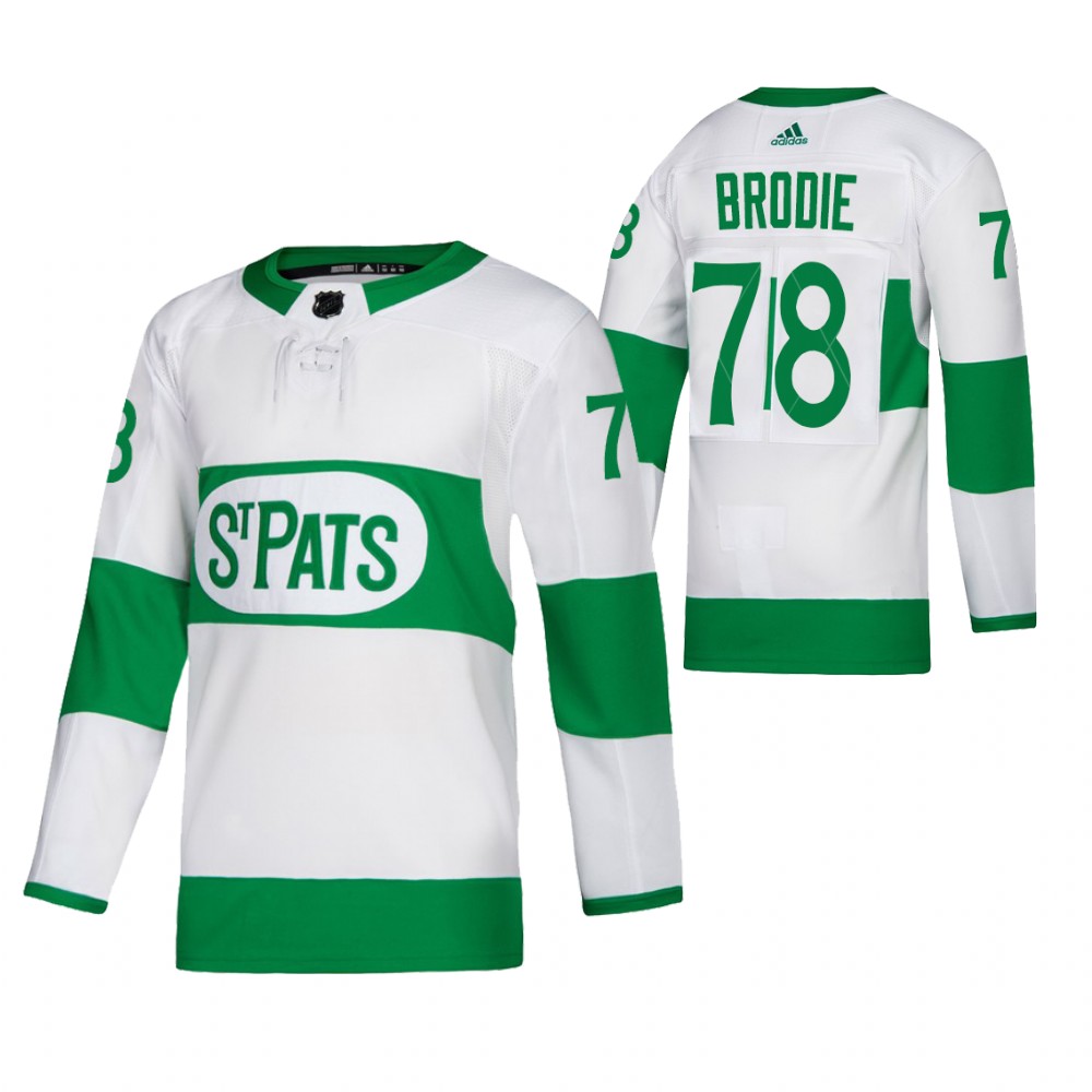 T.J. Brodie #78 Maple Leafs 2021 St. Pats Men Jersey Throwback Authentic Green
