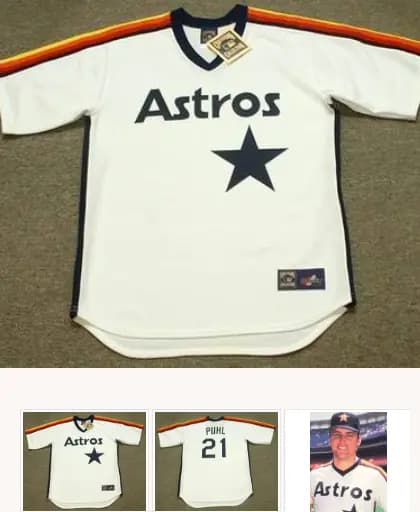 TERRY PUHL Houston Astros 1984 Majestic Cooperstown Throwback Baseball Jersey