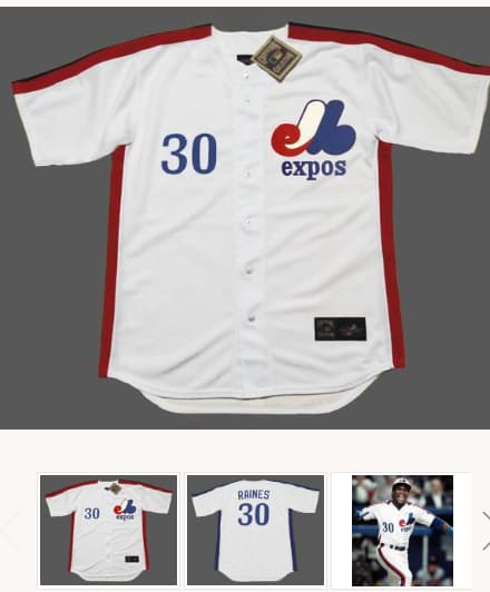 TIM RAINES Montreal Expos 1981 Majestic Cooperstown Home Baseball Jersey