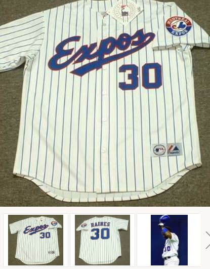 TIM RAINES Montreal Expos 1990 Majestic Throwback Home Baseball Jersey