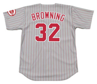TOM BROWNING Cincinnati Reds 1993 Majestic Throwback Away Baseball Jersey