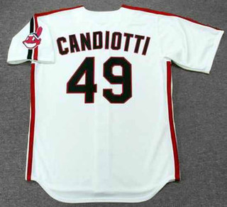TOM CANDIOTTI Cleveland Indians 1990 Majestic Throwback Home Baseball Jersey