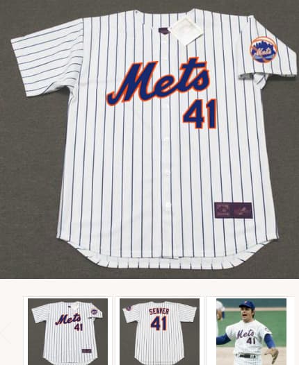 TOM SEAVER New York Mets 1969 Home Majestic Baseball Throwback Jersey