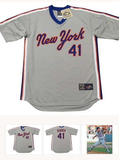 TOM SEAVER New York Mets 1983 Majestic Cooperstown Throwback Away Baseball Jersey