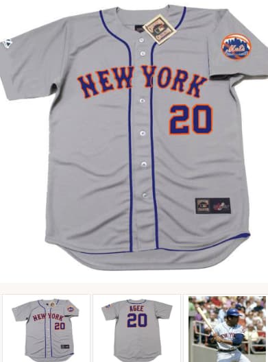 TOMMIE AGEE New York Mets 1969 Away Majestic Baseball Throwback Jersey