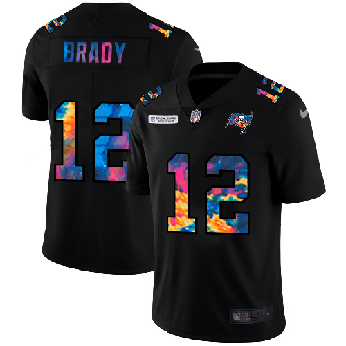 Tampa Bay Buccaneers #12 Tom Brady Men's Nike Multi-Color Black 2020 NFL Crucial Catch Vapor Untouchable Limited Jersey