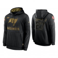 Tampa Bay Buccaneers #27 Ronald Jones II Black 2020 Salute to Service Sideline Performance Pullover Hoodie