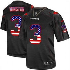 Tampa Bay Buccaneers #3 Jameis Winston Black USA Flag Fashion Jersey