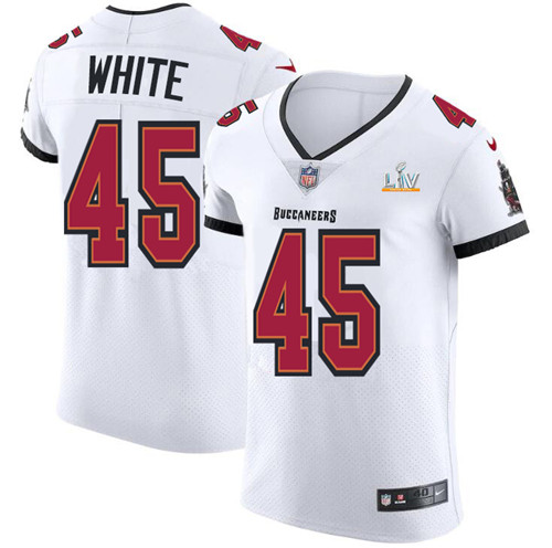 Tampa Bay Buccaneers #45 Devin White Men's Super Bowl LV Bound Nike White Vapor Elite Jersey