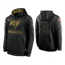 Tampa Bay Buccaneers #93 Ndamukong Suh Black 2020 Salute to Service Sideline Performance Pullover Hoodie