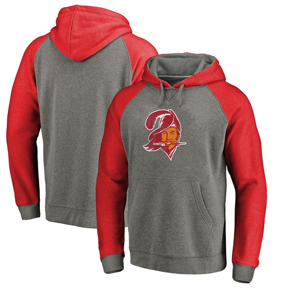 Tampa Bay Buccaneers NFL Pro Line By Fanatics Branded Throwback Logo Tri-Blend Raglan Pullover Hoodie Gray Red