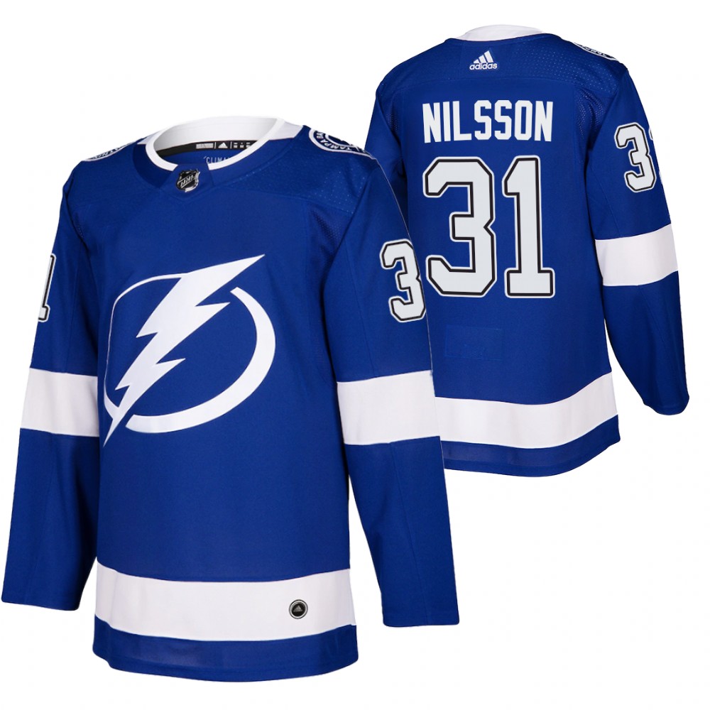 Tampa Bay Lightning Anders Nilsson Blue 2020-21 Authentic Away Jersey