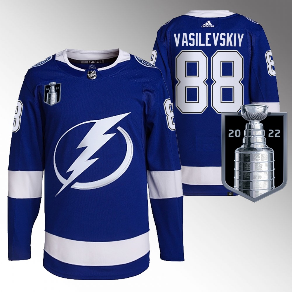 Tampa Bay Lightning Andrei Vasilevskiy Blue 2022 Stanley Cup Final Primegreen Jersey