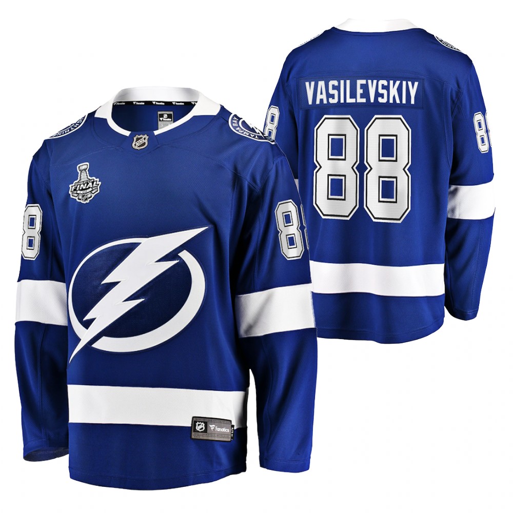 Tampa Bay Lightning Andrei Vasilevskiy Youth Blue 2021 Stanley Cup Final Jersey