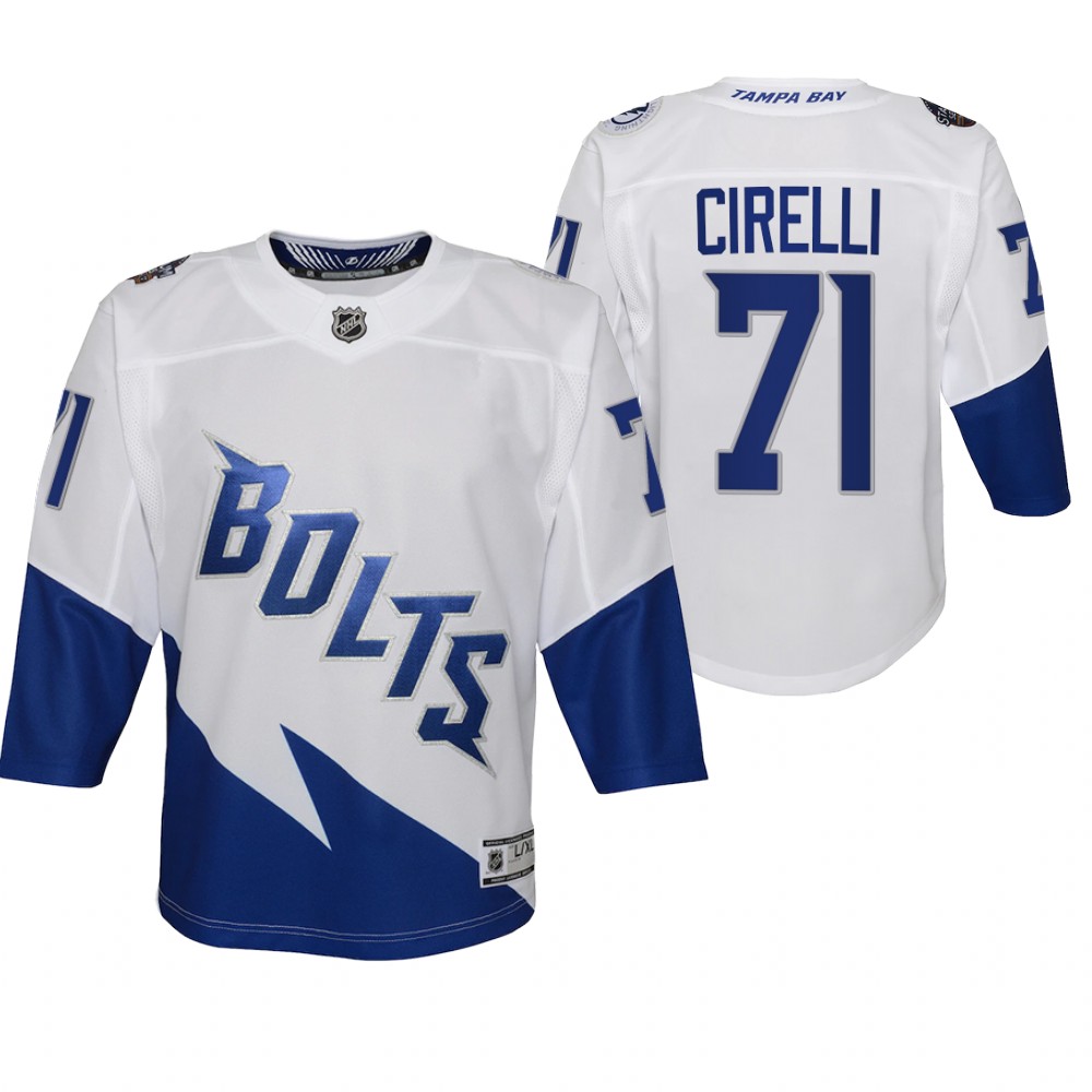 Tampa Bay Lightning Anthony Cirelli Youth White 2022 Stadium Series Jersey