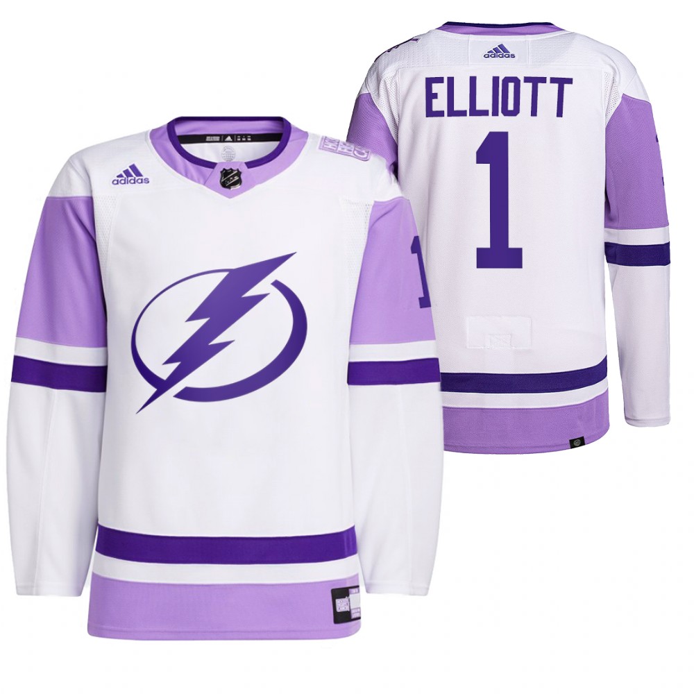 Tampa Bay Lightning Brian Elliott 2021 HockeyFightsCancer White Primegreen Jersey