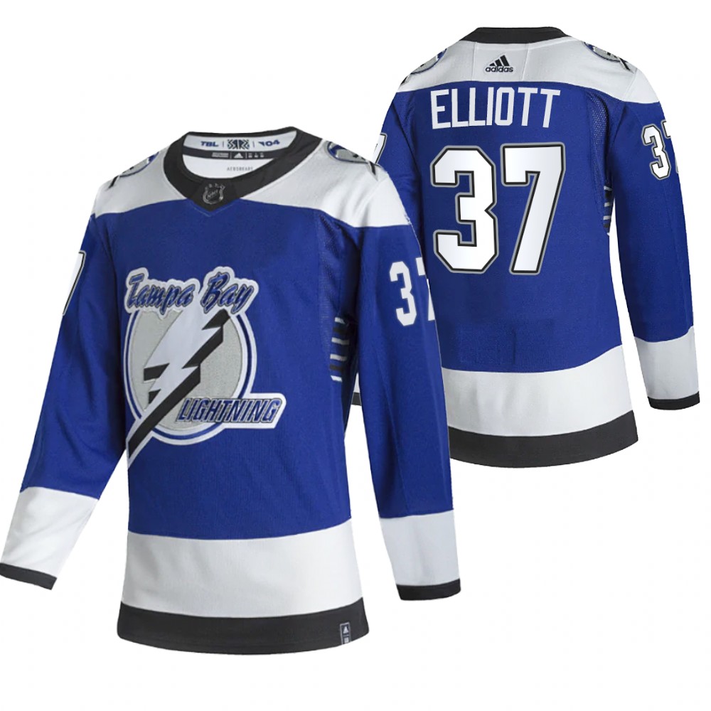 Tampa Bay Lightning Brian Elliott Blue 2021 Reverse Retro Special Edition Jersey