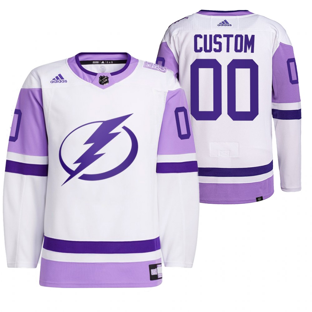 Tampa Bay Lightning Custom 2021 HockeyFightsCancer White Primegreen Jersey