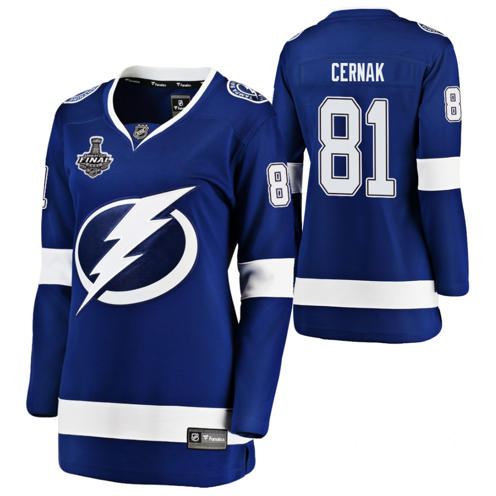Tampa Bay Lightning Erik Cernak Women Blue 2021 Stanley Cup Final Jersey
