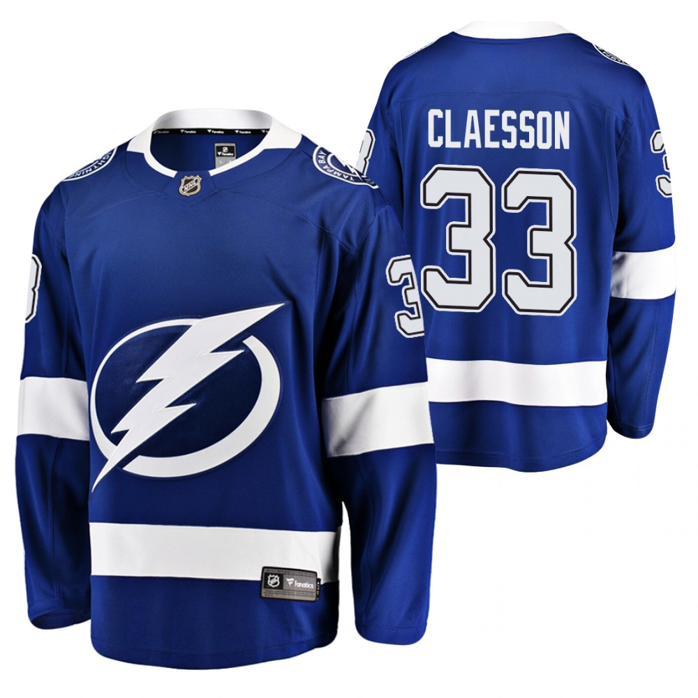 Tampa Bay Lightning Fredrik Claesson Blue 2021 Home Jersey
