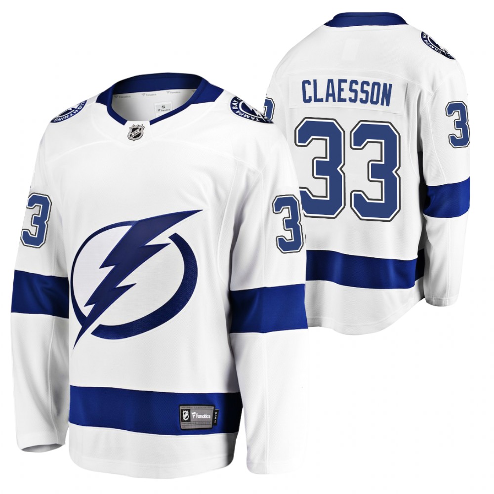 Tampa Bay Lightning Fredrik Claesson White Away 2021 Trade Jersey