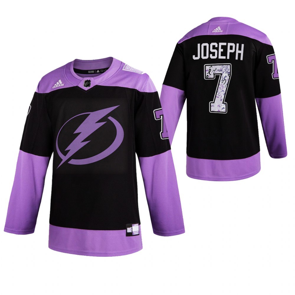 Tampa Bay Lightning HockeyFightsCancer Mathieu Joseph Purple Jersey Authentic