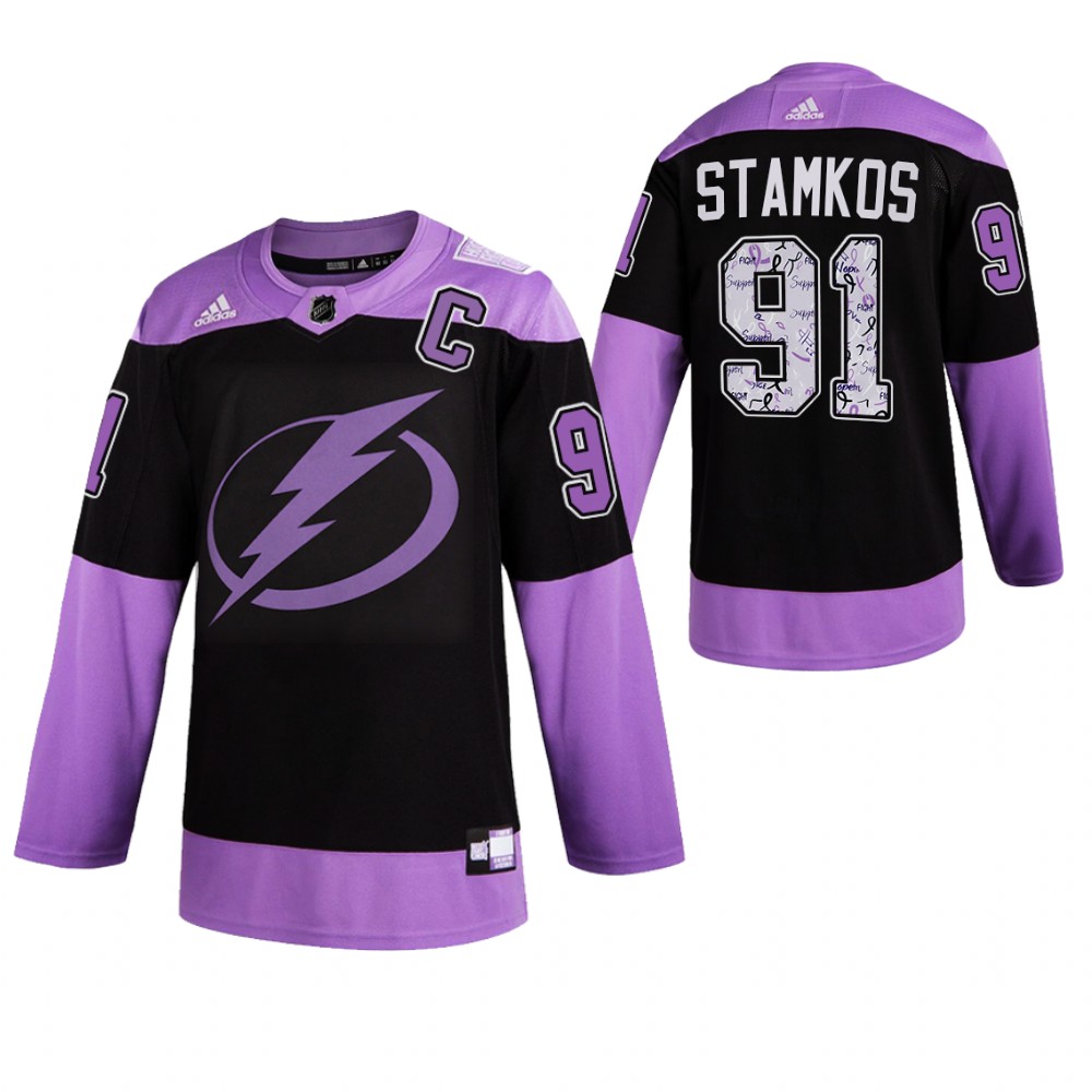 Tampa Bay Lightning HockeyFightsCancer Steven Stamkos Purple Jersey Authentic