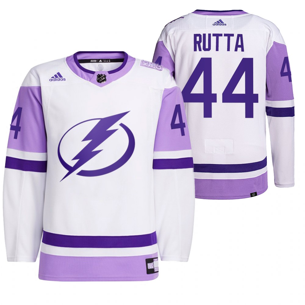 Tampa Bay Lightning Jan Rutta 2021 HockeyFightsCancer White Primegreen Jersey