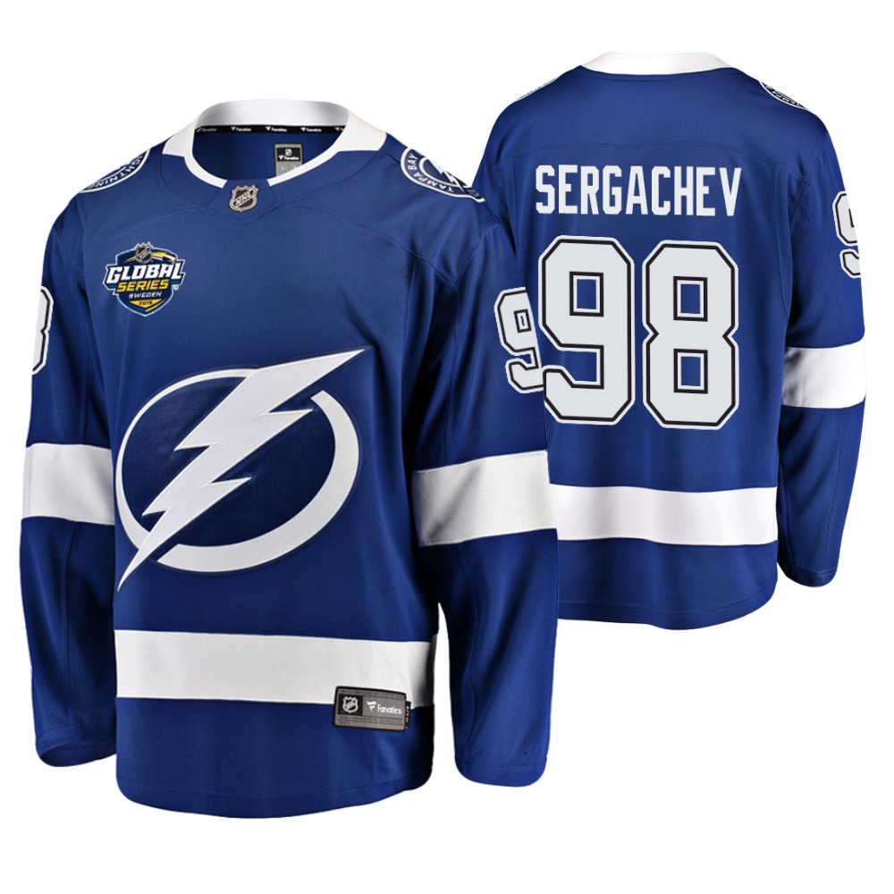 Tampa Bay Lightning Mikhail Sergachev Blue Fanatics Branded 2019 NHL Global Series Breakaway Player Jersey