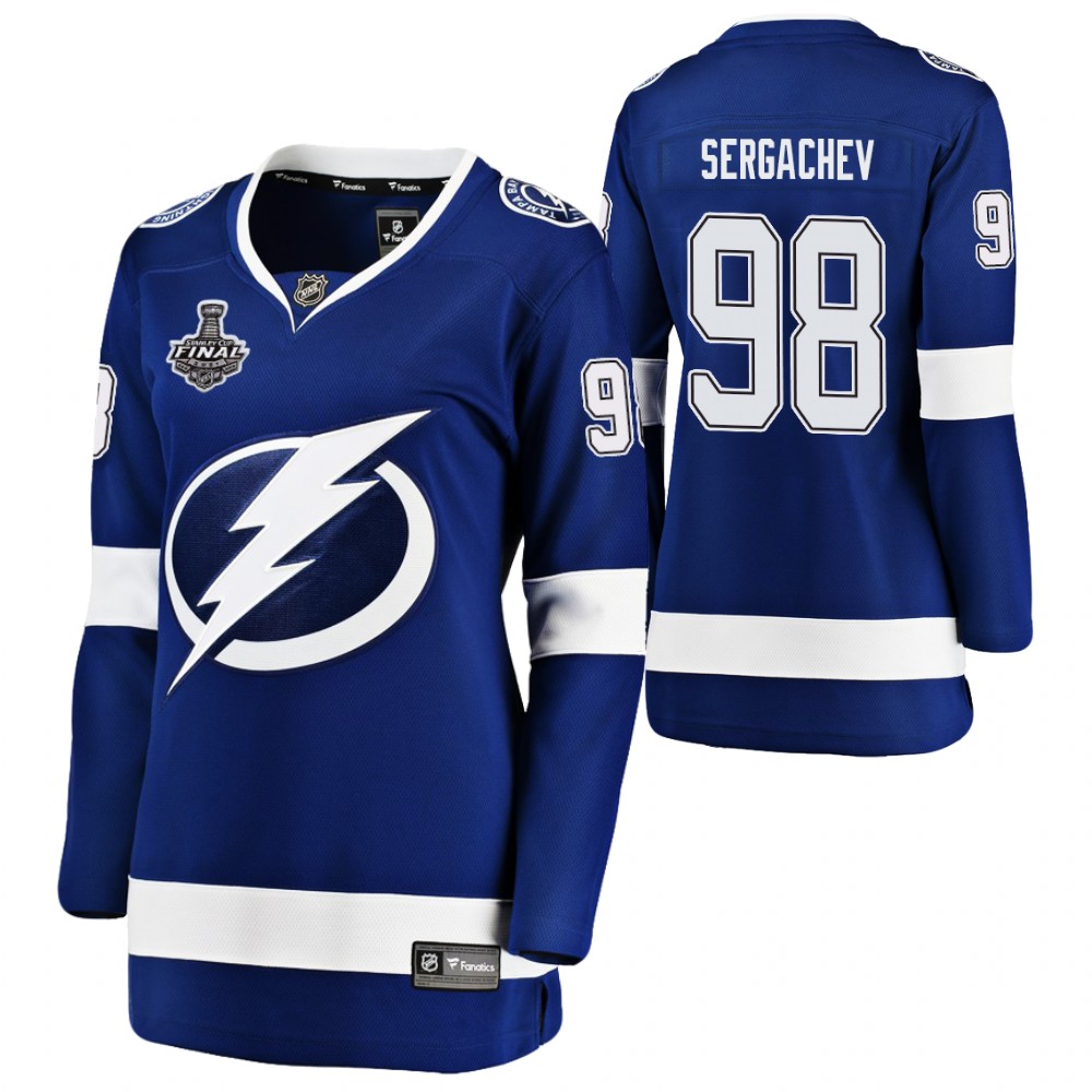 Tampa Bay Lightning Mikhail Sergachev Women Blue 2021 Stanley Cup Final Jersey