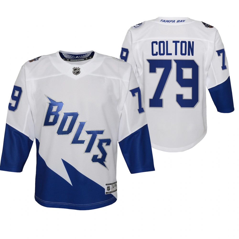 Tampa Bay Lightning Ross Colton Youth White 2022 Stadium Series Jersey