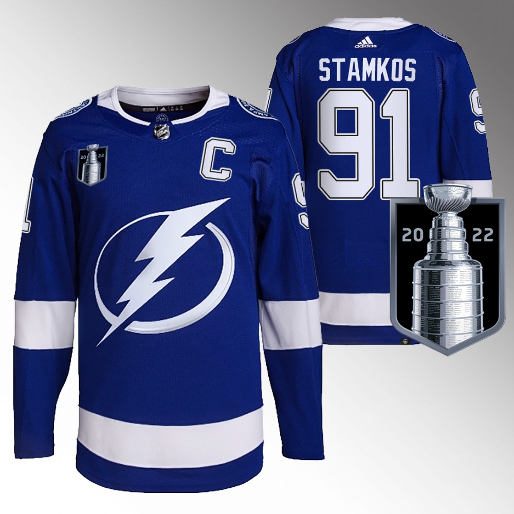 Tampa Bay Lightning Steven Stamkos Blue 2022 Stanley Cup Final Primegreen Jersey