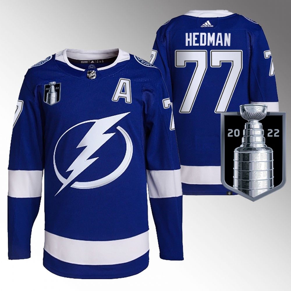 Tampa Bay Lightning Victor Hedman Blue 2022 Stanley Cup Final Primegreen Jersey