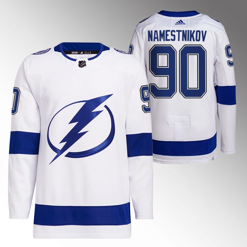 Tampa Bay Lightning Vladislav Namestnikov White Primegreen Authentic Away Jersey